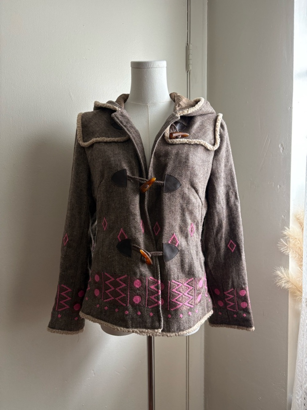 Anna sui wool embroidered hoodie coat jacket